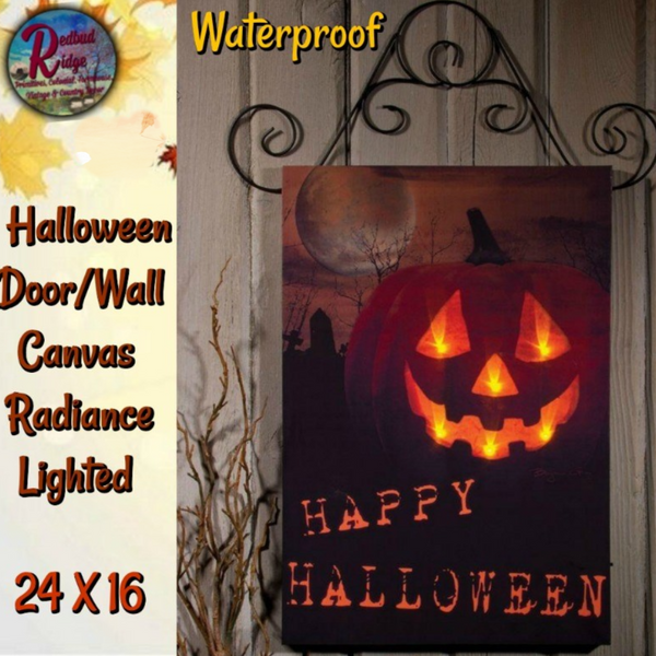 Halloween Door Canvas Radiance Lighted Wall Art WATERPROOF