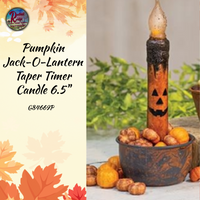 Fall Black Cat or Pumpkin Jack-O-Lantern LED Taper Timer Candle 6.5"H