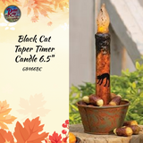 Fall Black Cat or Pumpkin Jack-O-Lantern LED Taper Timer Candle 6.5"H