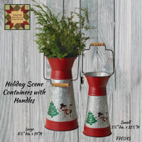 Christmas Holiday Scene Metal Container 2 Sizes