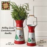 Christmas Holiday Scene Metal Container 2 Sizes