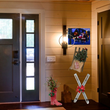Skis and Poles Metal with Metal Red Bow & Bells