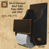 Black Wood Toilet Paper Holder with Shelf