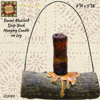 Burnt Mustard Drip Nook Hanging Candle on Log