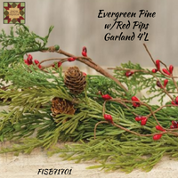 Evergreen Pine w/Red Pips 4' Garland