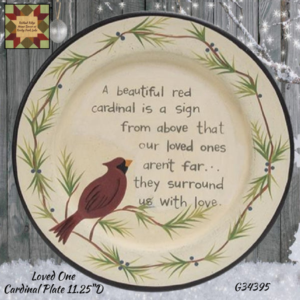 Loved One Cardinal Plate 11.25"D Remembering a Loved One