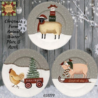 Christmas Farm Animal Winter Plate Sheep, Pig or Rooster