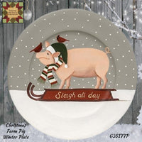Christmas Farm Animal Winter Plate Sheep, Pig or Rooster