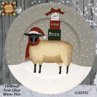 Christmas Farm Animal Winter Plate Sheep, Pig or Rooster
