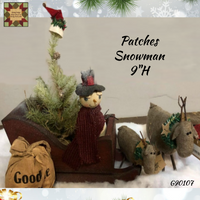 Christmas Patches Primitive Snowman 9"H