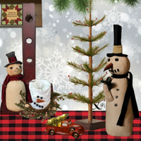 Christmas Patches Primitive Snowman 9"H