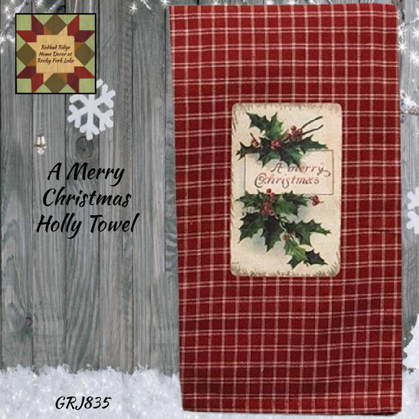 Christmas A Merry Christmas Holly Towel