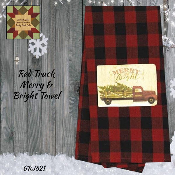 Christmas Red Truck Merry & Bright Towel