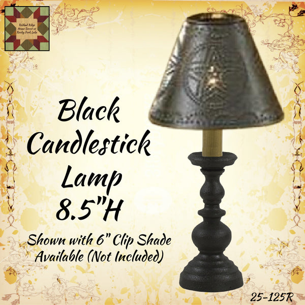 Black Candlestick Lamp 8.5"H