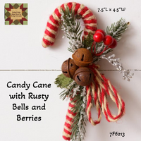 Candy Cane Jute with Rusty Bells and Berries