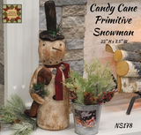 Candy Cane Primitive Snowman 22"H