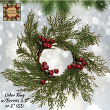 Cedar Wreath with Burgundy Berries, 2" or 3.5" ISD