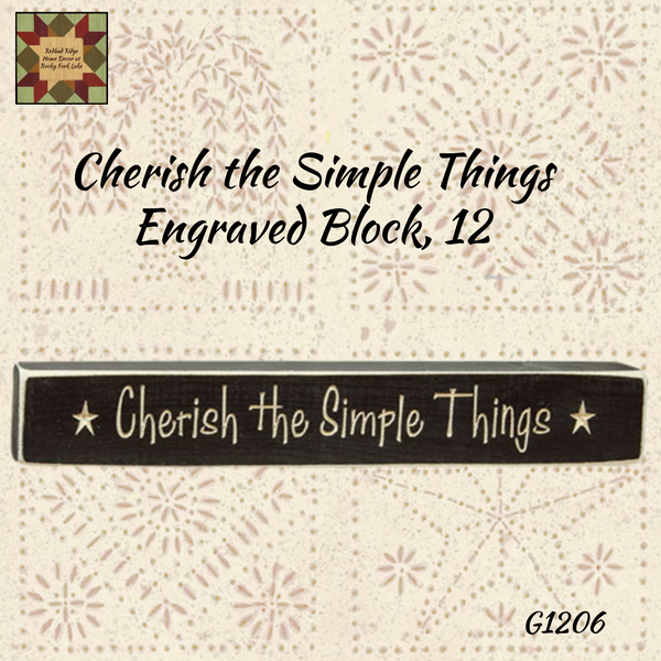 Cherish the Simple Things Black Block Sign 12"L Engraved