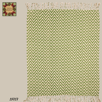 Green Chevron Basket Pattern Woven Throw 60"x50" SALE