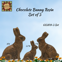 Chocolate Carved Resin Bunnies Easter Spring Decor 8", 4.75" & 3.25"