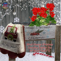 Christmas Wood Standing Red Truck Display Box Indoors or Out