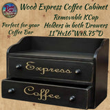 Coffee Black Wood Express Coffee Cupboard 2 Drawers