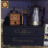 Coffee Black Wood Express Coffee Cupboard 2 Drawers