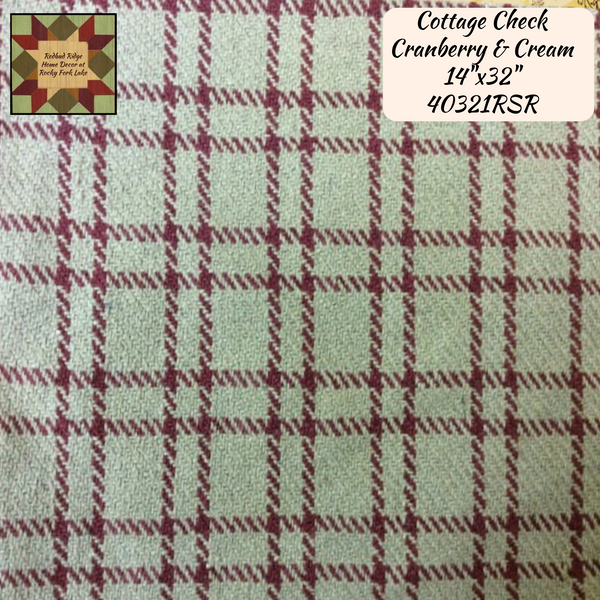 Cottage Check Cranberry & Linen 32" Runner