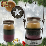 Christmas Country Scented Jar Candle w/Holder & Lid
