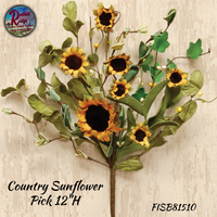 Country Sunflower Pick 12"