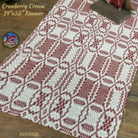Amish Cranberry & Cream Woven Pattern 32" Runner