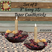 Ivory 7" Taper Candlesticks 6 hr Timer Set of 2