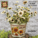 Cream Distressed Sunflower Bucket