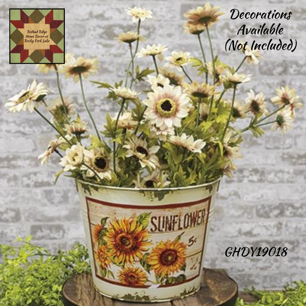 *Cream Distressed Sunflower Bucket