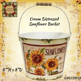 Cream Distressed Sunflower Bucket