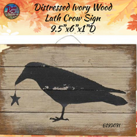 Crow Distressed Hanging Lath Sign Ivory or Mustard