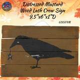 Crow Distressed Hanging Lath Sign Ivory or Mustard