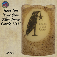 Bless This Home Crow Timer Pillar Candle, 3x5"
