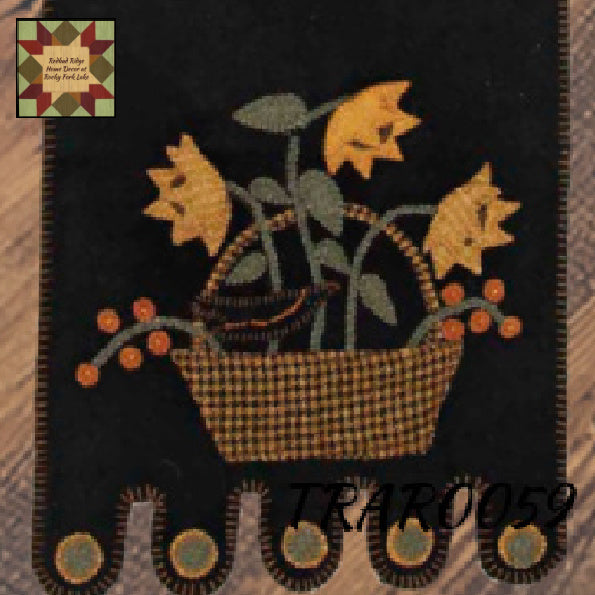 Crow Black In A Basket Embroidered Table Runner