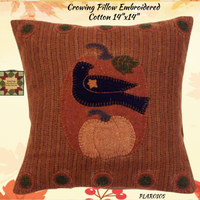 Fall Crowing Embroidered Table Runner, Towel or Pillow