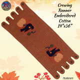 Fall Crowing Embroidered Table Runner, Towel or Pillow
