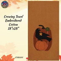 Fall Crowing Embroidered Table Runner, Towel or Pillow