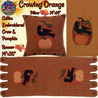 Fall Crowing Embroidered Table Runner, Towel or Pillow