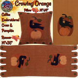 Fall Crowing Embroidered Table Runner, Towel or Pillow