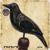 Crow Distressed on Spindle 8"H