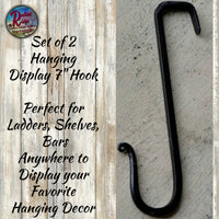 Hanging 7" S Hook Flat on Top for Cupboards, Ladders or Anywhere Set of 2