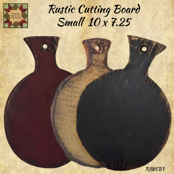 Rustic Wood Round Cutting Board with Handle 10"H Cranberry, Black or Mustard