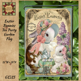 Easter Bunnies Tea Party Vintage Garden Flag
