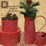 *Red Enamelware Pitcher or Set of 3 Round Bins