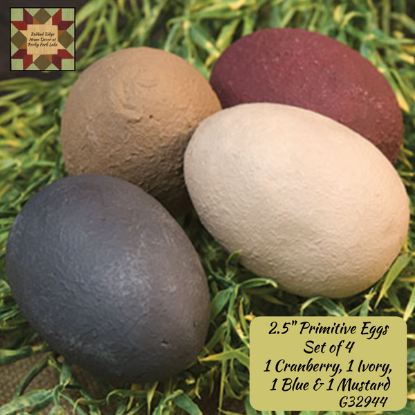 Primitive Eggs Set of 4, 2.5"H